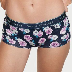 VS XS Boyshort Logo Waist Navy Noir Floral Victoria’s Secret 🌺 Flowers Cute NWT